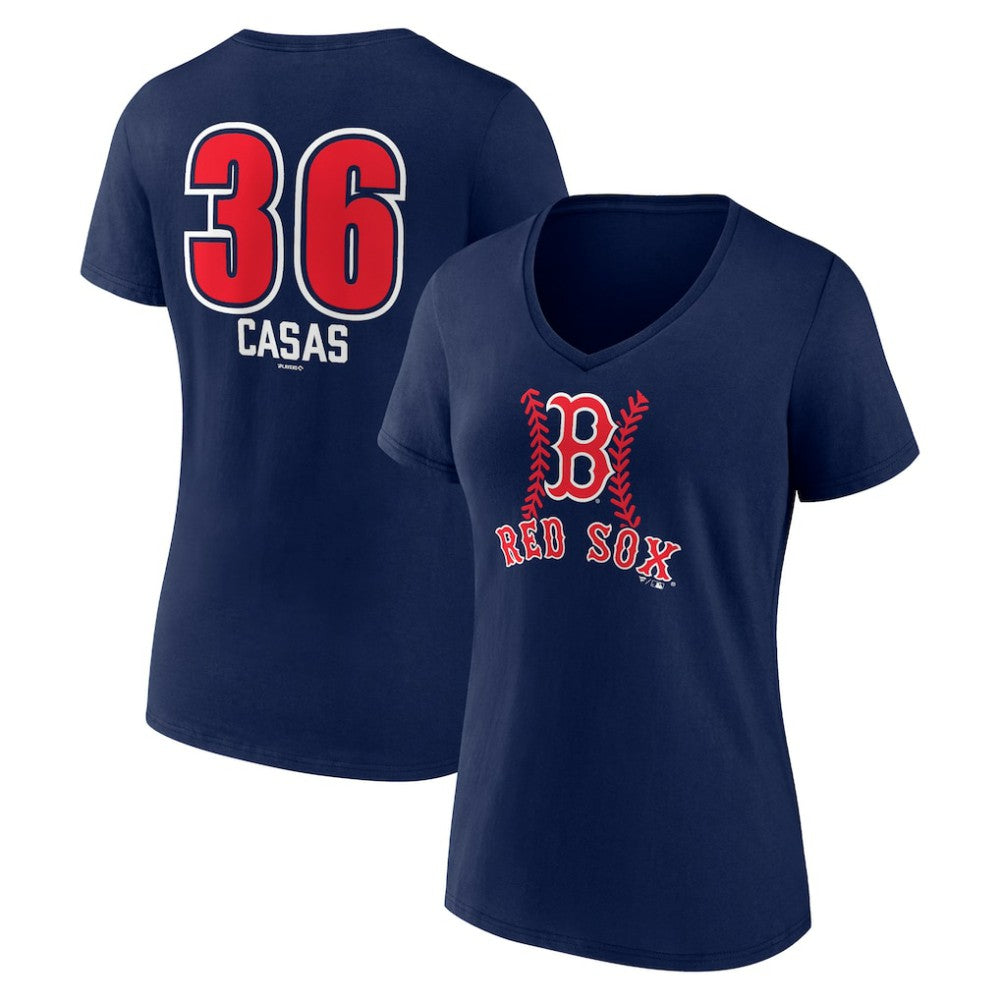 Triston Casas Boston Red Sox Women's Fastball Player Name & Number V-Neck T-Shirt - Navy - MLB on Sale
