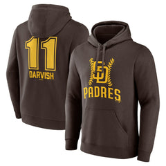 Yu Darvish San Diego Padres Fastball Player Name & Number Pullover Hoodie - Brown - MLB Lifestyle