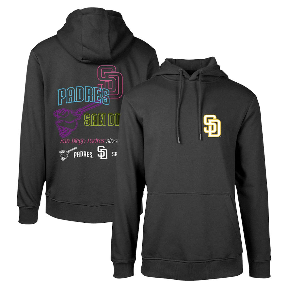 San Diego Padres Levelwear Podium Vintage Pullover Hoodie - Black - MLB Sale
