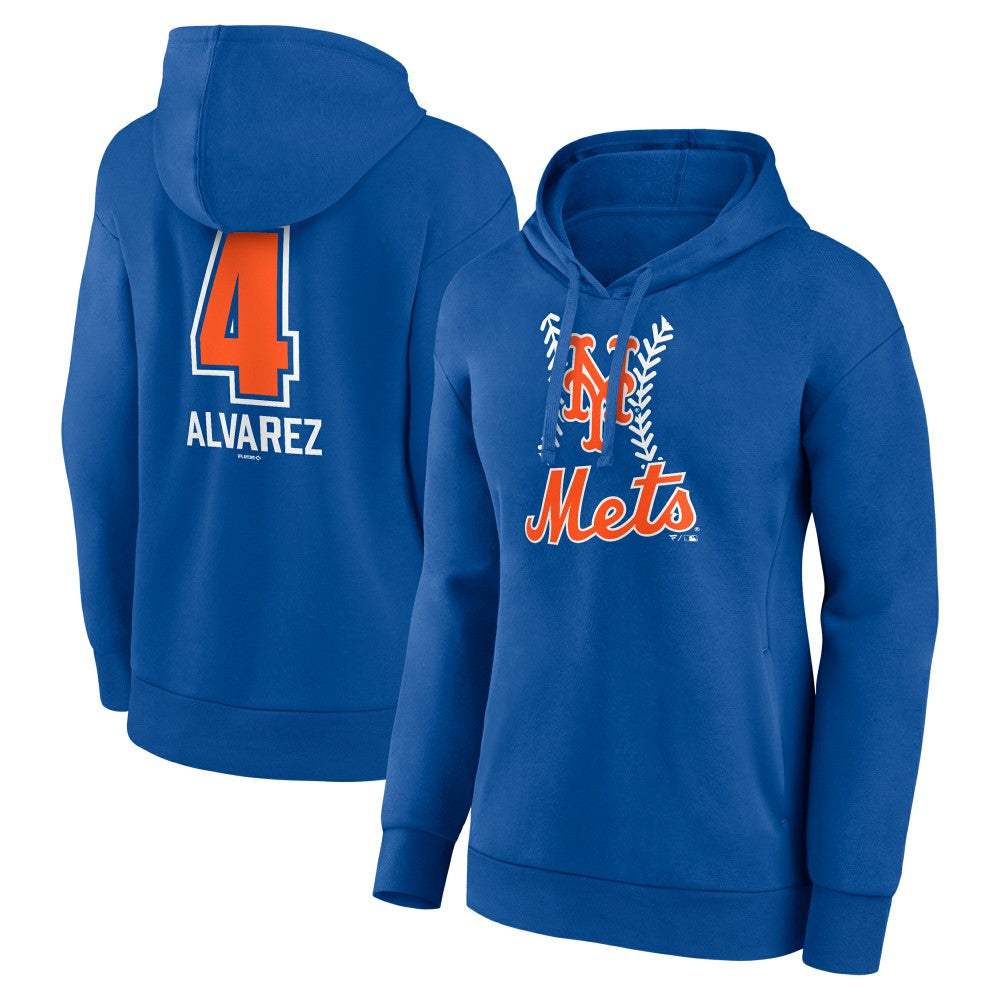 Francisco Alvarez New York Mets Women's Fastball Player Name & Number Pullover Hoodie - Royal - MLB on Sale