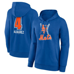 Francisco Alvarez New York Mets Women's Fastball Player Name & Number Pullover Hoodie - Royal - MLB on Sale