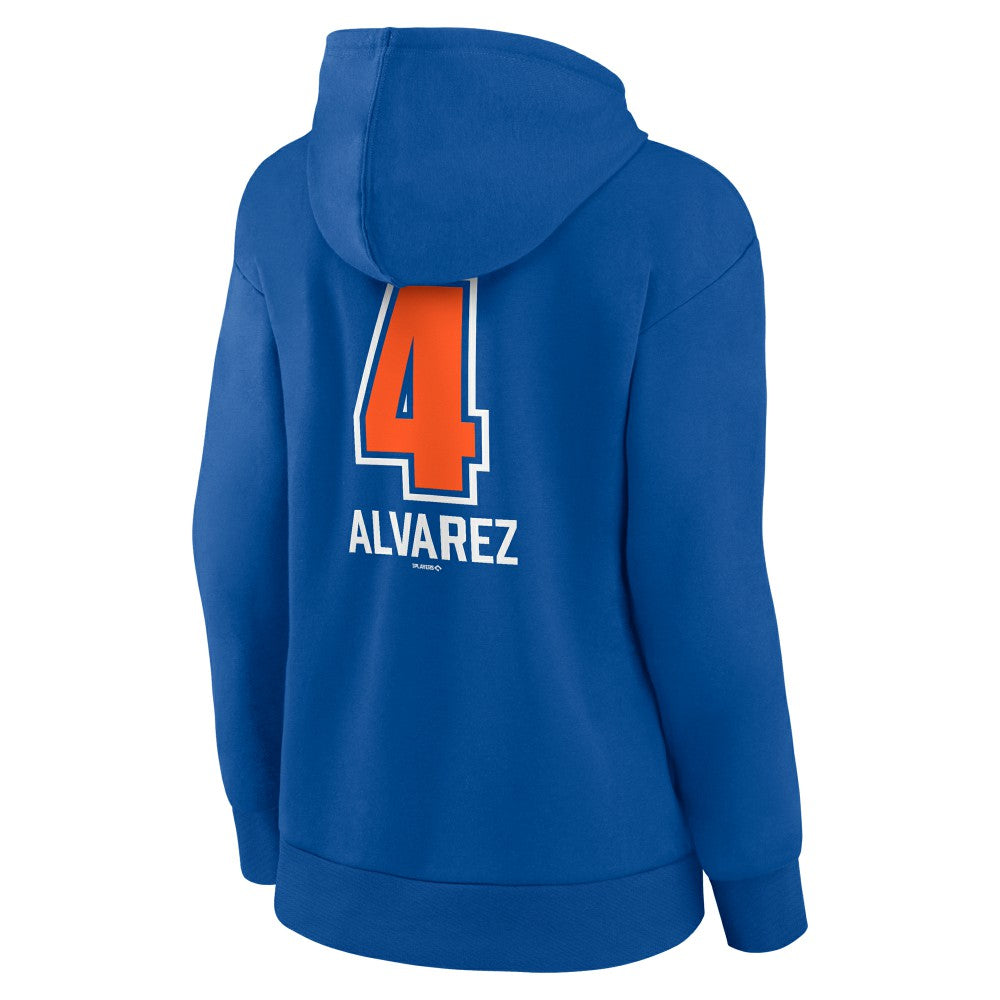 Francisco Alvarez New York Mets Women's Fastball Player Name & Number Pullover Hoodie - Royal - MLB on Sale