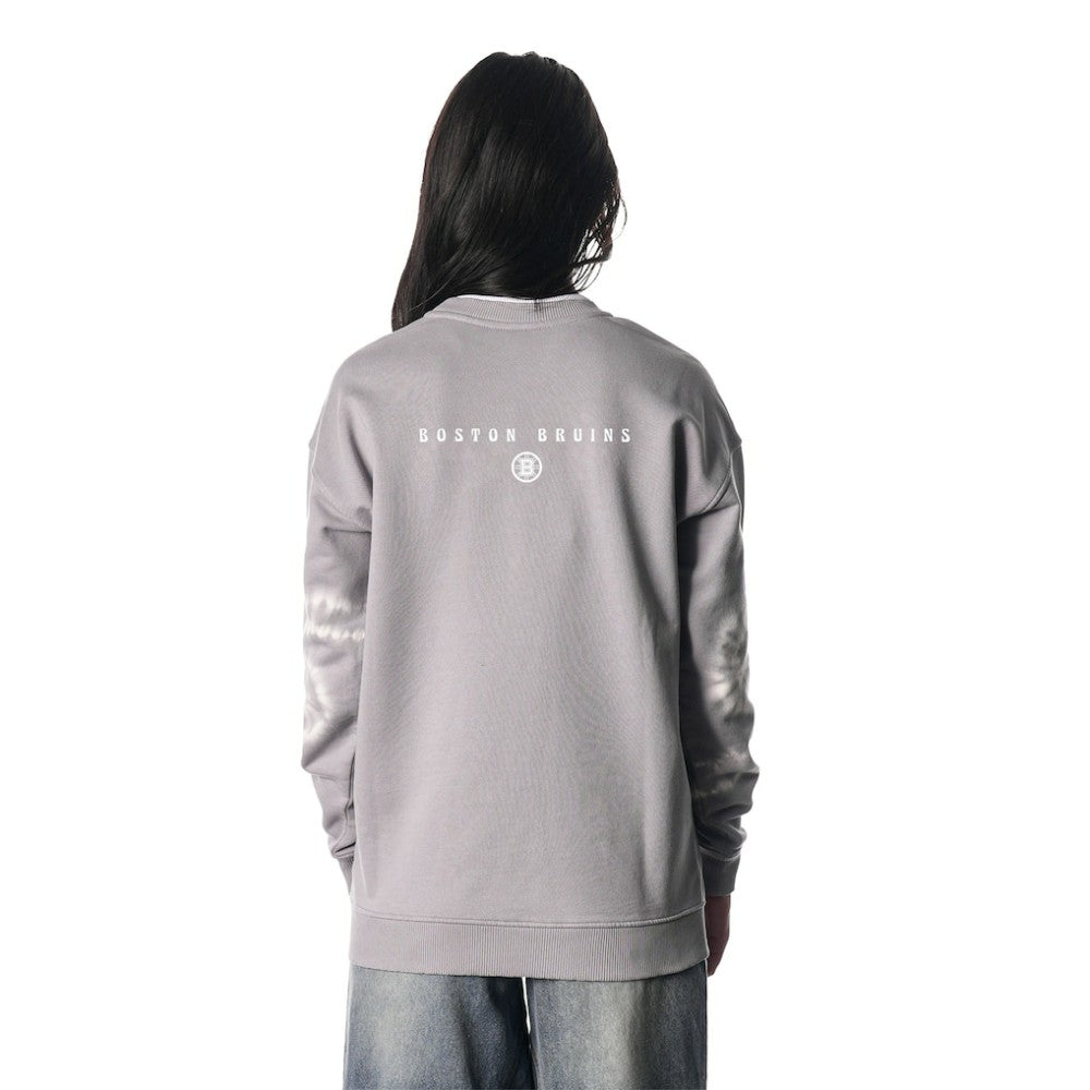 Boston Bruins The Wild Collective Unisex Tie-Dye Double Collar Pullover Sweatshirt - Gray - NHL 201271295