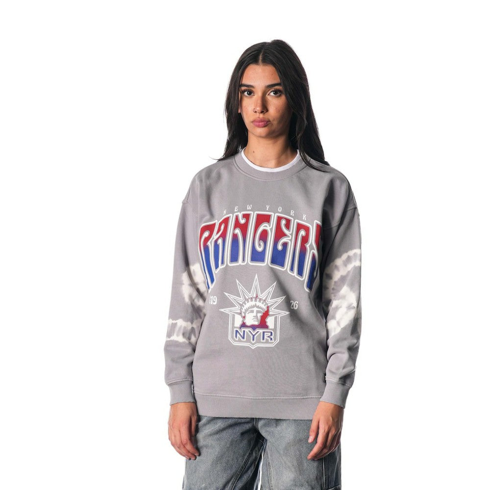 New York Rangers The Wild Collective Unisex Tie-Dye Double Collar Pullover Sweatshirt - Gray - NHL 201271296