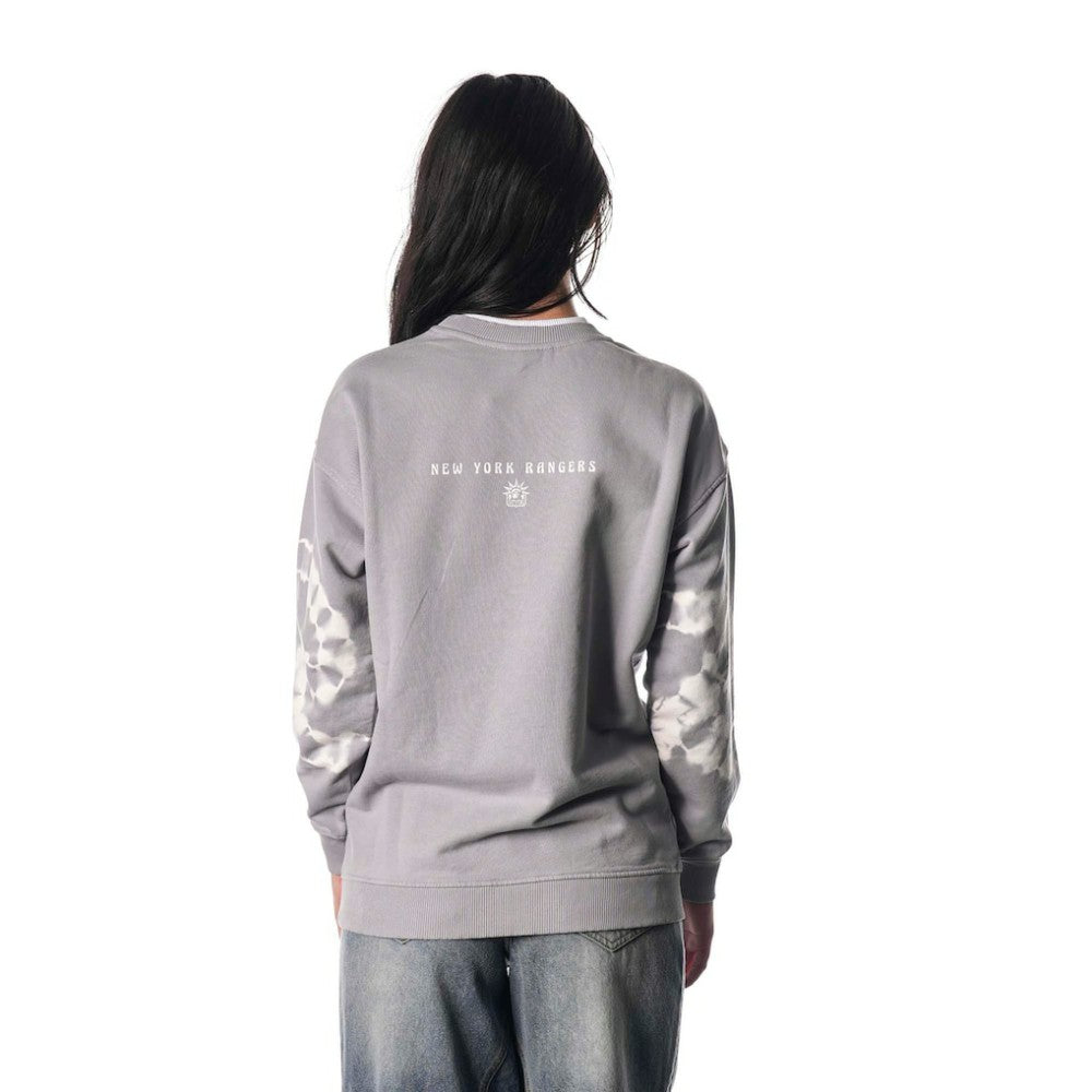 New York Rangers The Wild Collective Unisex Tie-Dye Double Collar Pullover Sweatshirt - Gray - NHL 201271296