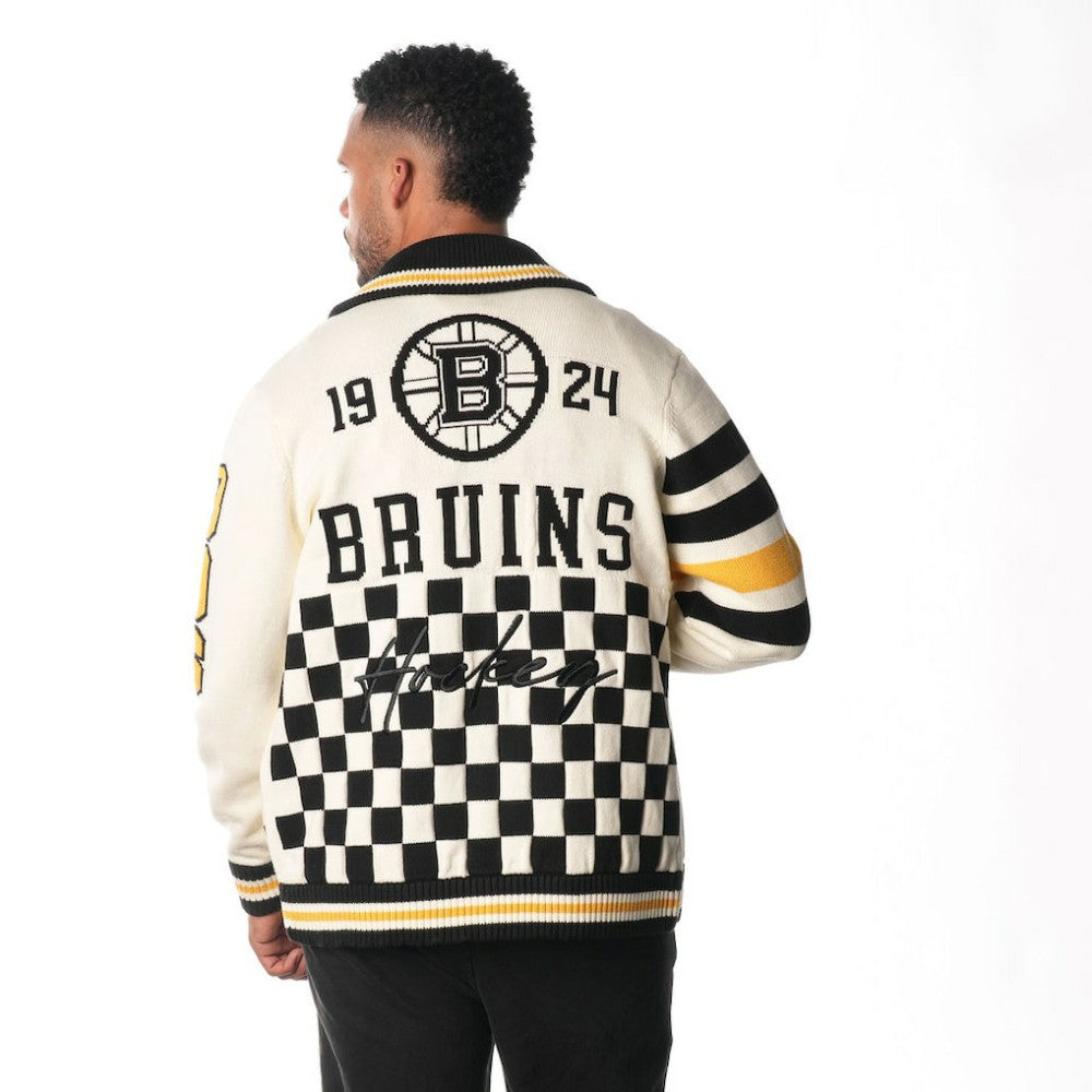 Boston Bruins The Wild Collective Unisex Jacquard Full-Zip Sweater - Cream - NHL 201271306