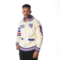 New York Rangers The Wild Collective Unisex Jacquard Full-Zip Sweater - Cream - NHL 201271307