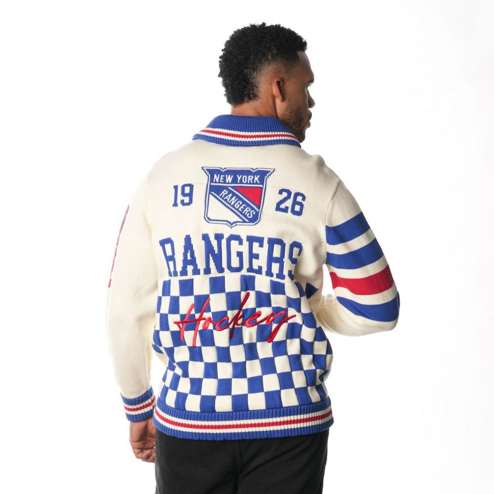 New York Rangers The Wild Collective Unisex Jacquard Full-Zip Sweater - Cream - NHL 201271307