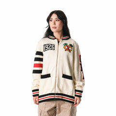 Chicago Blackhawks The Wild Collective Unisex Jacquard Full-Zip Sweater - Cream - NHL 201271308