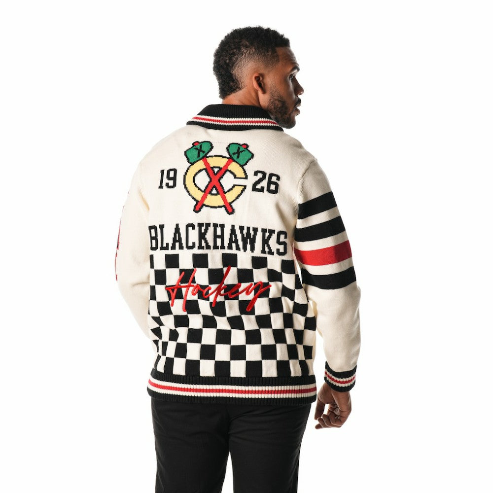 Chicago Blackhawks The Wild Collective Unisex Jacquard Full-Zip Sweater - Cream - NHL 201271308