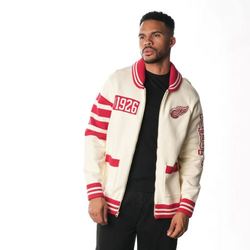 Detroit Red Wings The Wild Collective Unisex Jacquard Full-Zip Sweater - Cream - NHL 201271309