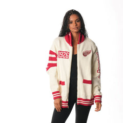 Detroit Red Wings The Wild Collective Unisex Jacquard Full-Zip Sweater - Cream - NHL 201271309