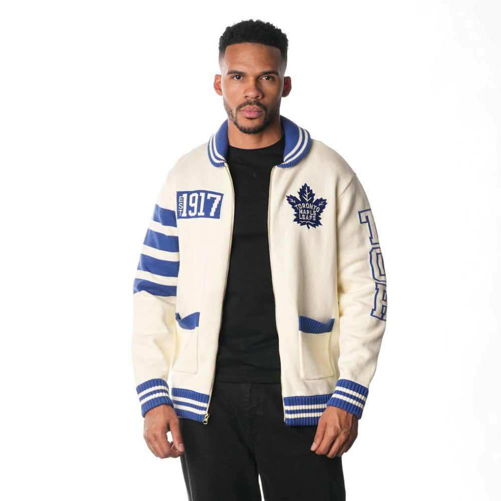 Toronto Maple Leafs The Wild Collective Unisex Jacquard Full-Zip Sweater - Cream - NHL 201271310
