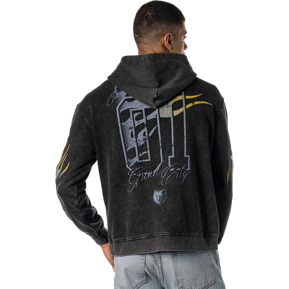 Memphis Grizzlies The Wild Collective Unisex Acid Wash Flame Pullover Hoodie Black