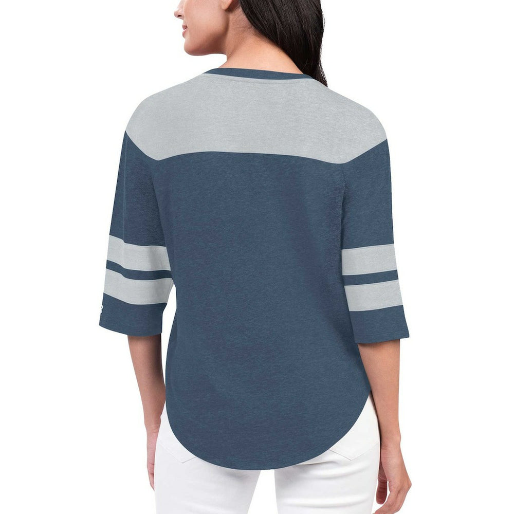 Dallas Cowboys Starter Women's Fullback Tri-Blend 3/4-Sleeve T-Shirt Navy