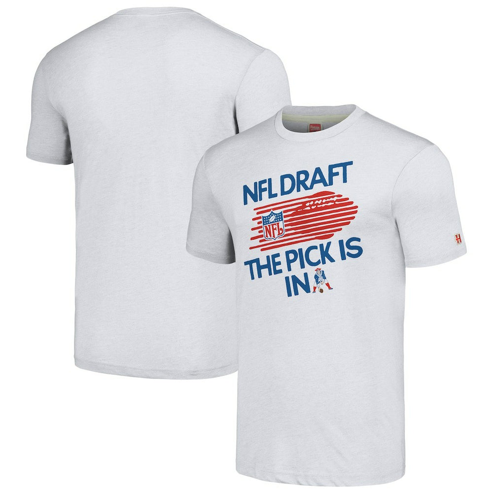 New England Patriots Homage Unisex 2024 Team Draft Tri-Blend T-Shirt Heather Gray