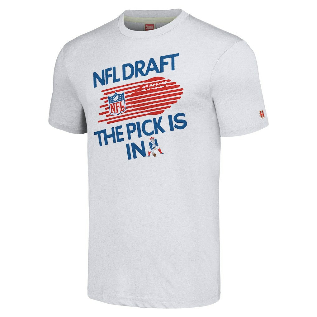 New England Patriots Homage Unisex 2024 Team Draft Tri-Blend T-Shirt Heather Gray