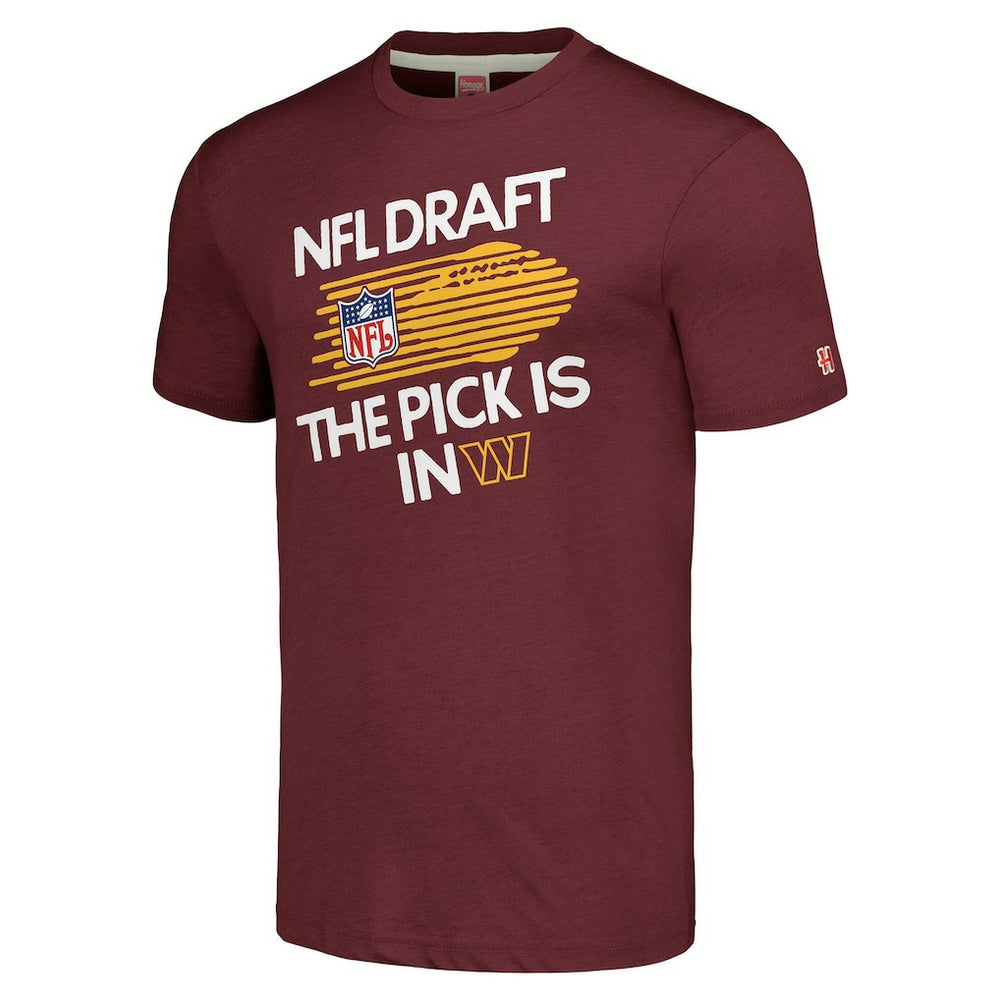 Washington Commanders Homage Unisex 2024 Team Draft Tri-Blend T-Shirt Heather Burgundy