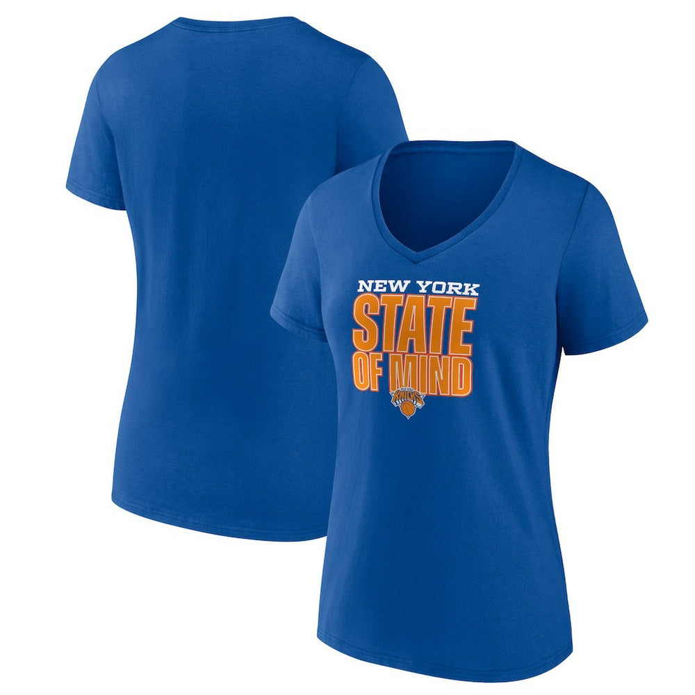 New York Knicks Pick & Roll Coverage V-Neck T-Shirt Blue | New Era for sale