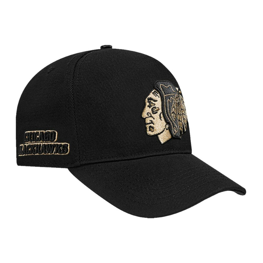 Chicago Blackhawks Pro Standard Metallic Logo Pinch Front Adjustable Hat - Black - NHL 201274353
