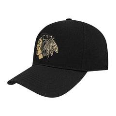 Chicago Blackhawks Pro Standard Metallic Logo Pinch Front Adjustable Hat - Black - NHL 201274353