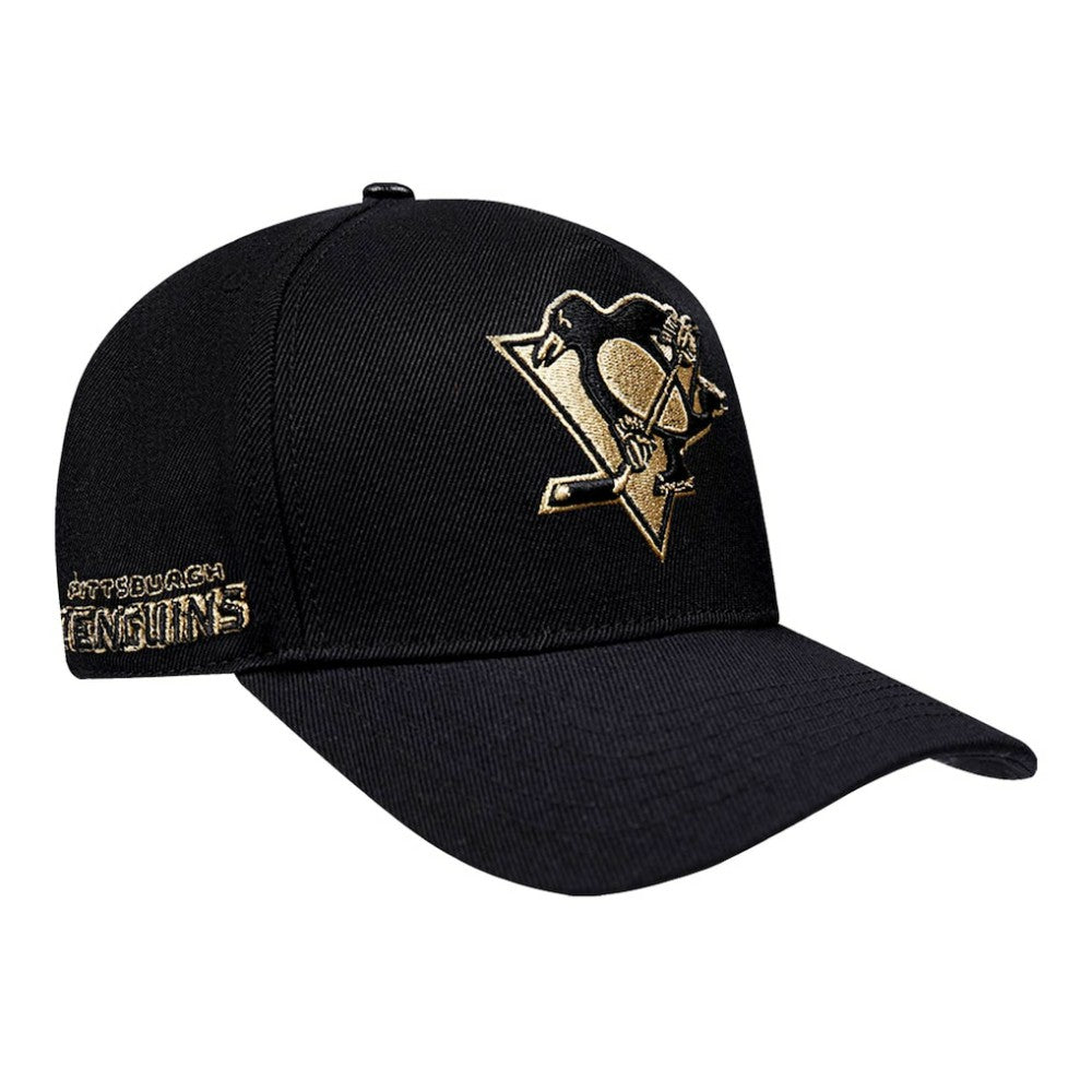 Pittsburgh Penguins Pro Standard Metallic Logo Pinch Front Adjustable Hat - Black - NHL 201274359