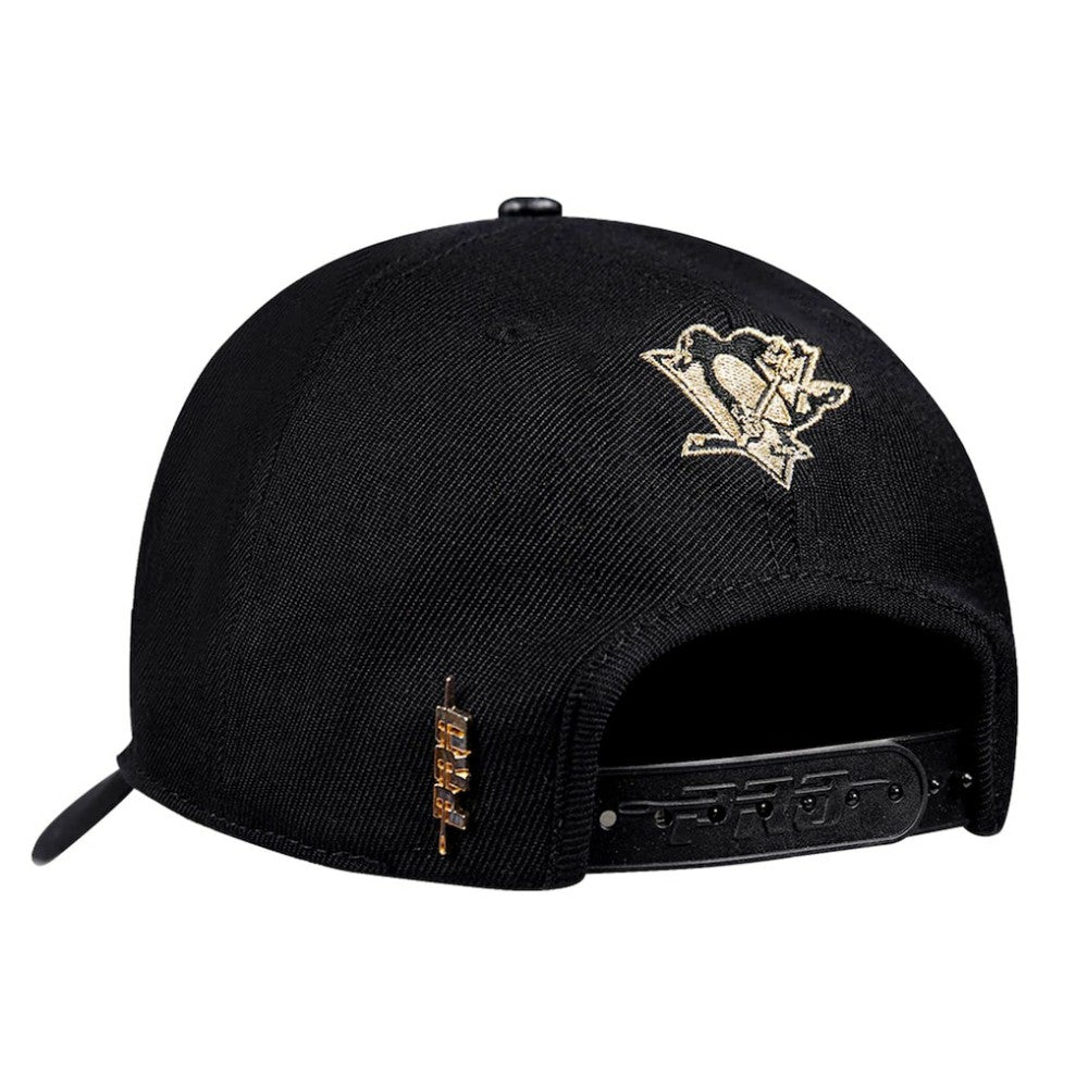 Pittsburgh Penguins Pro Standard Metallic Logo Pinch Front Adjustable Hat - Black - NHL 201274359