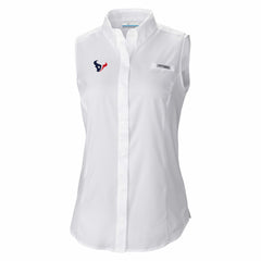 Columbia Houston Texans Women's PFG Tamiami Omni-Shade Sleeveless Button-Up Shirt White
