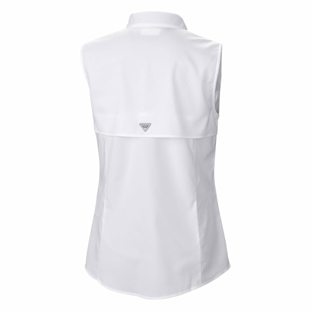Columbia Miami Dolphins Women's PFG Tamiami Omni-Shade Sleeveless Button-Up Shirt White