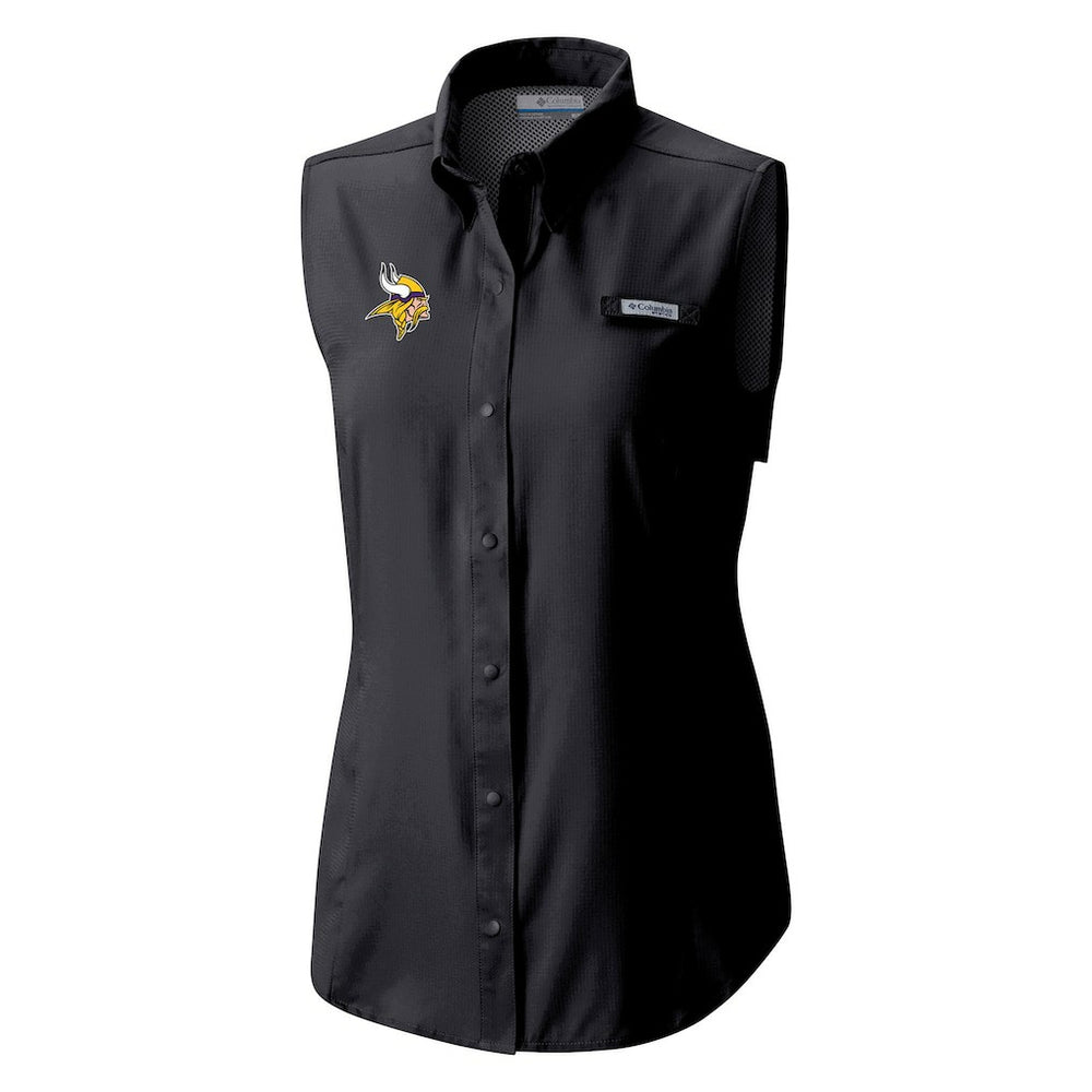 Columbia Minnesota Vikings Women's PFG Tamiami Omni-Shade Sleeveless Button-Up Shirt Black