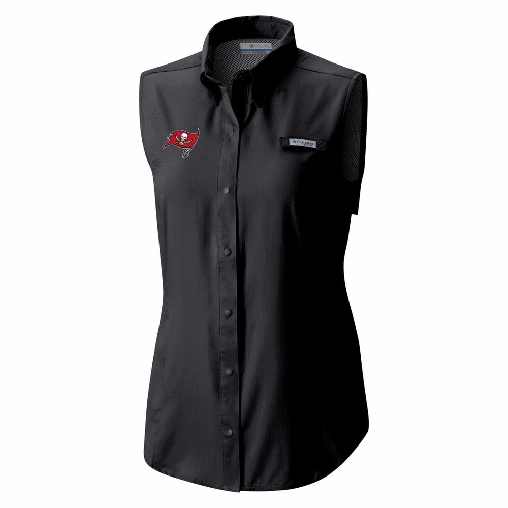 Columbia Tampa Bay Buccaneers Women's PFG Tamiami Omni-Shade Sleeveless Button-Up Shirt Black