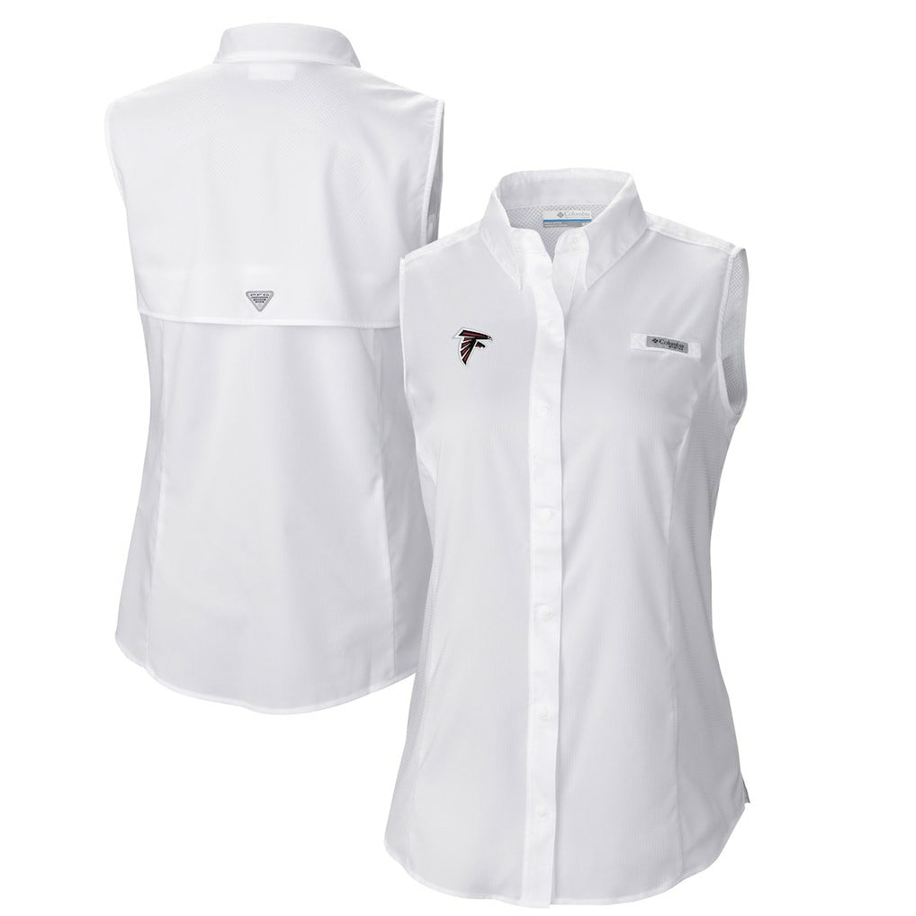 Columbia Atlanta Falcons Women's PFG Tamiami Omni-Shade Sleeveless Button-Up Shirt White