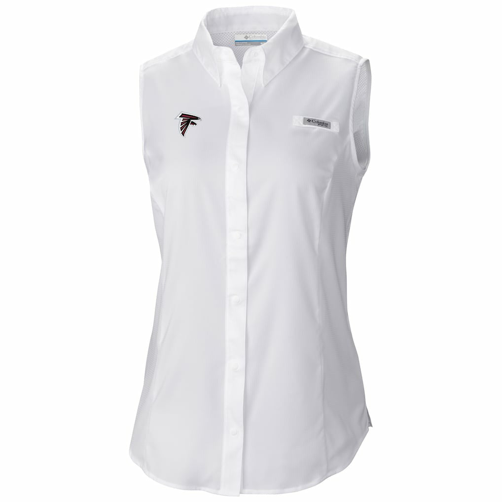 Columbia Atlanta Falcons Women's PFG Tamiami Omni-Shade Sleeveless Button-Up Shirt White