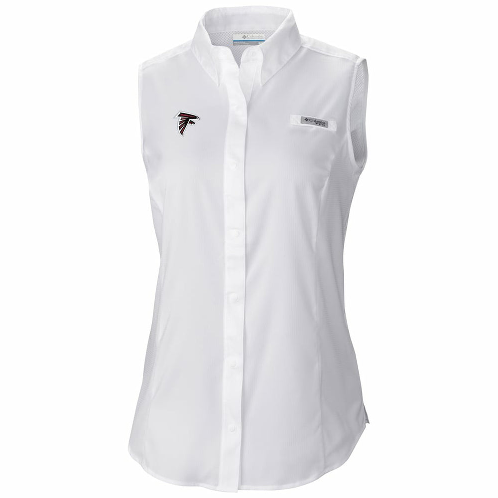 Columbia Atlanta Falcons Women's PFG Tamiami Omni-Shade Sleeveless Button-Up Shirt White