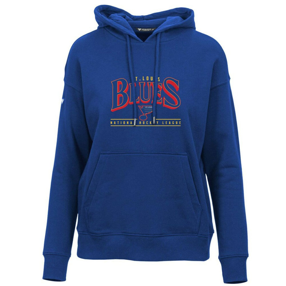 St. Louis Blues Levelwear Women's Retro Adorn Spellout Pullover Hoodie - Blue - NHL 201275448