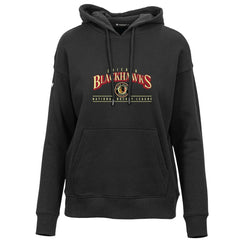 Chicago Blackhawks Levelwear Women's Retro Adorn Spellout Pullover Hoodie - Black - NHL 201275454