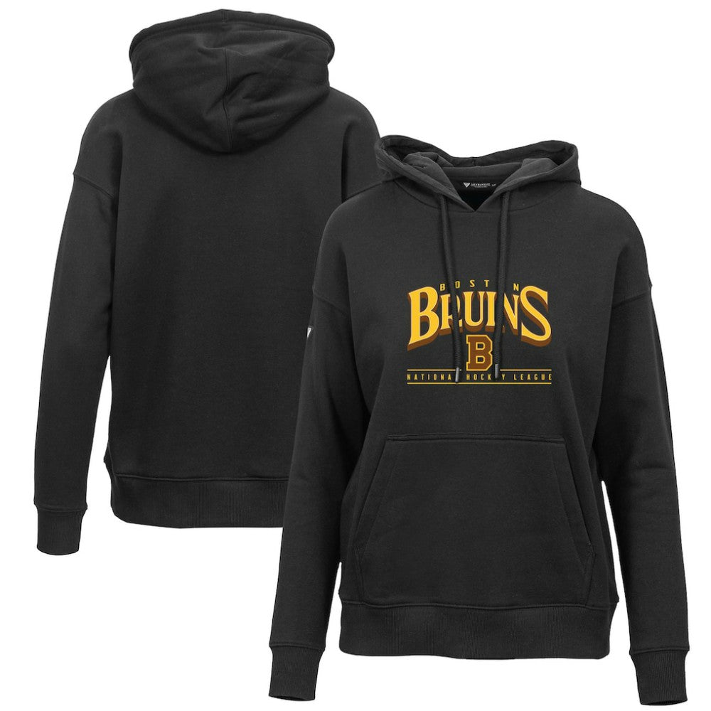 Boston Bruins Levelwear Women's Retro Adorn Spellout Pullover Hoodie - Black - NHL 201275456
