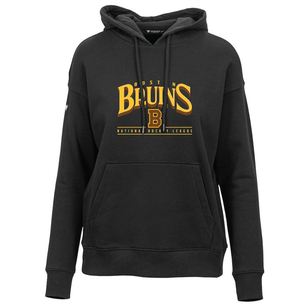 Boston Bruins Levelwear Women's Retro Adorn Spellout Pullover Hoodie - Black - NHL 201275456