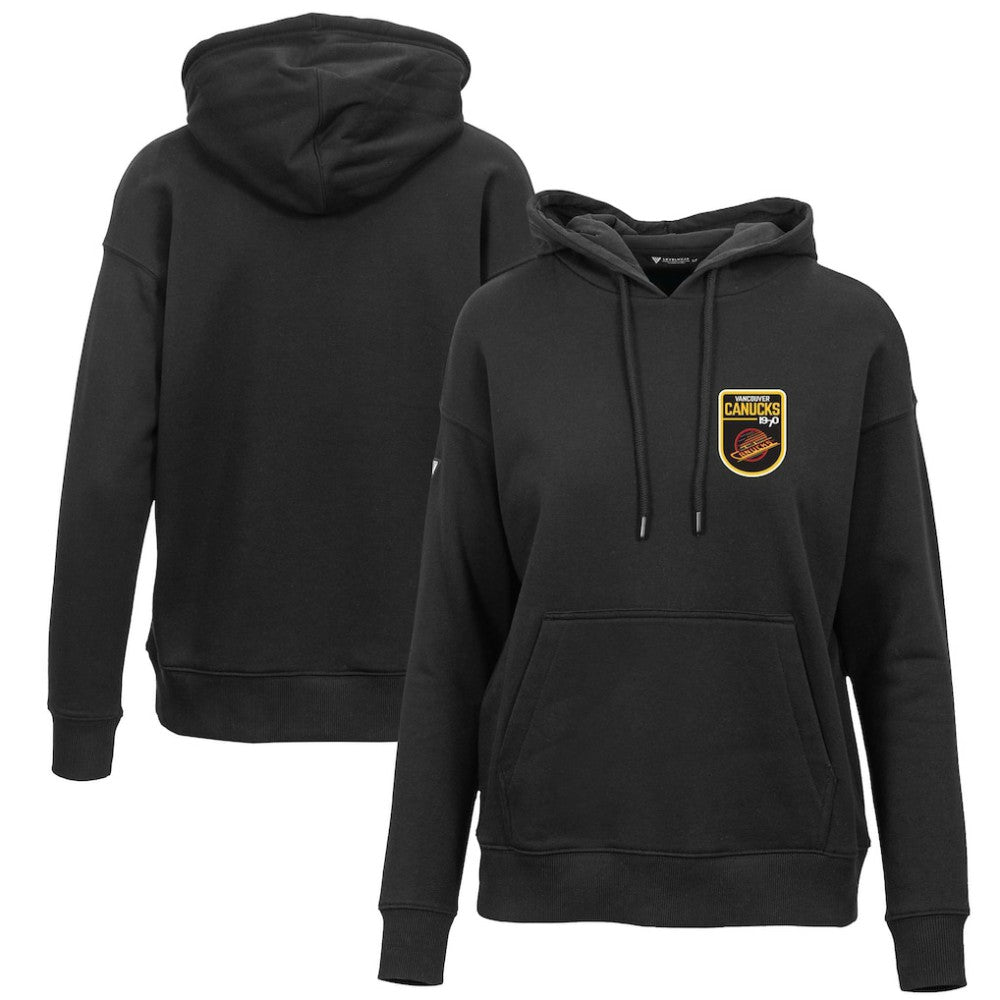 Vancouver Canucks Levelwear Women's Retro Adorn Pullover Hoodie - Black - NHL 201275473