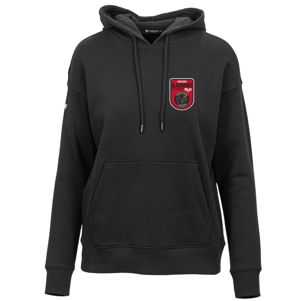 Chicago Blackhawks Levelwear Women's Retro Adorn Pullover Hoodie - Black - NHL 201275476