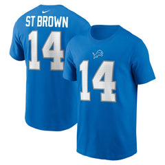 Nike Amon-Ra St. Brown Detroit Lions Name & Number T-Shirt Blue