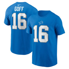 Nike Jared Goff Detroit Lions Name & Number T-Shirt Blue