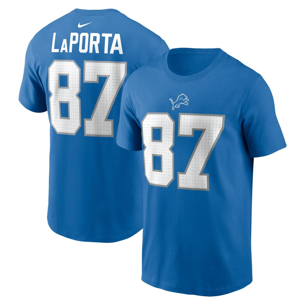 Nike Sam LaPorta Detroit Lions Name & Number T-Shirt Blue