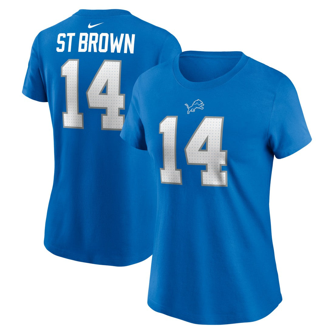 Nike Amon-Ra St. Brown Detroit Lions Women's Player Name & Number T-Shirt Blue
