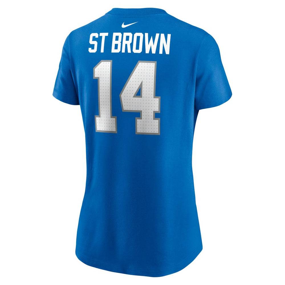 Nike Amon-Ra St. Brown Detroit Lions Women's Player Name & Number T-Shirt Blue