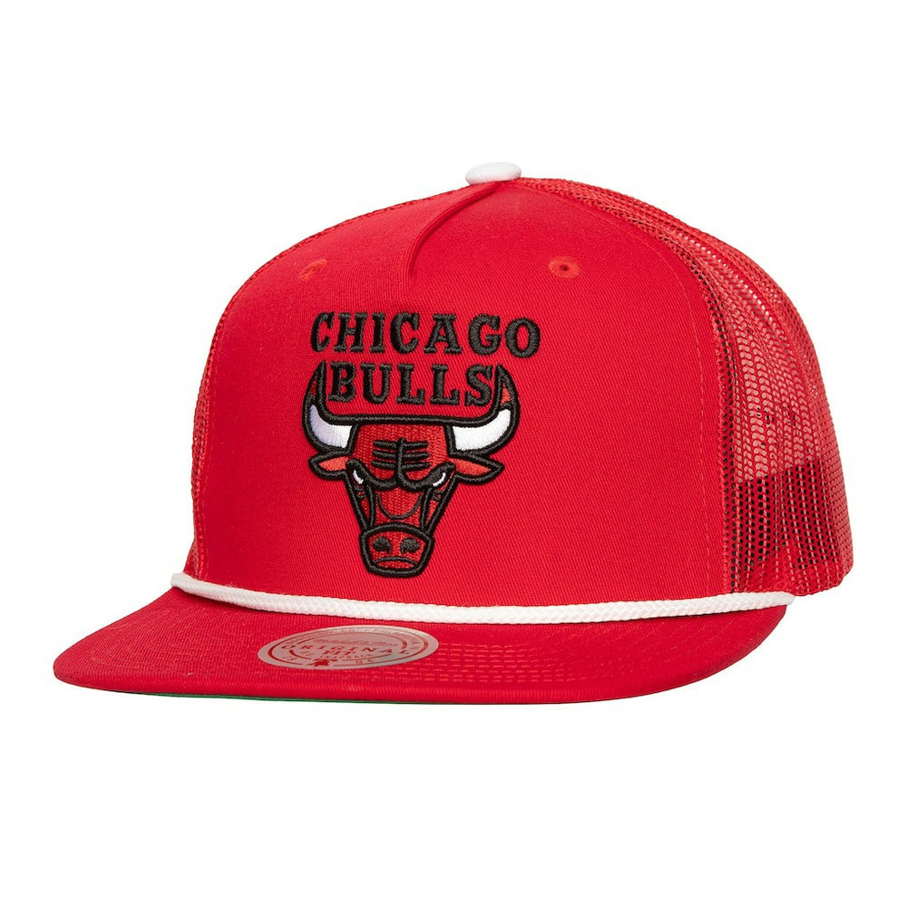 Chicago Bulls Roper Meshback Trucker Snapback Hat Red | Mitchell & Ness