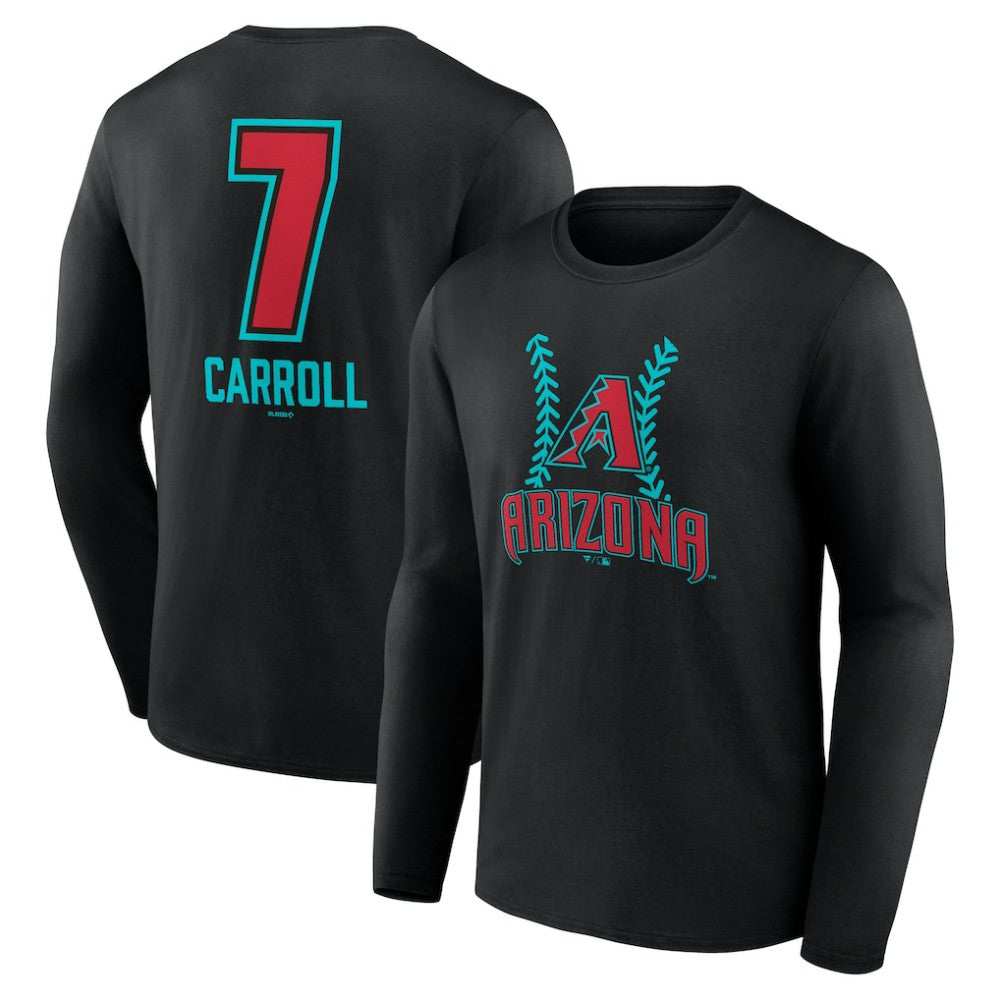 Corbin Carroll Arizona Diamondbacks Name & Number Fastball Long Sleeve T-Shirt - Black - MLB Online