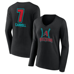 Corbin Carroll Arizona Diamondbacks Women's Name & Number Fastball V-Neck Long Sleeve T-Shirt - Black - MLB on Sale