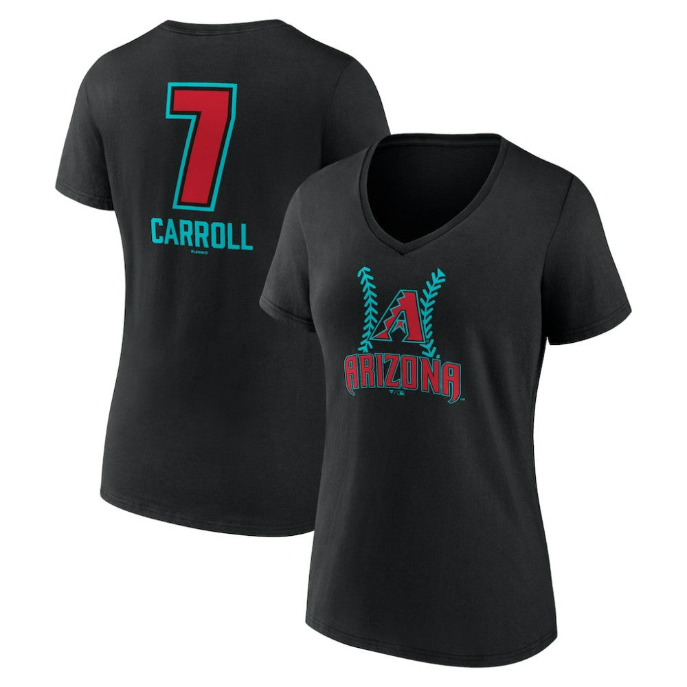 Corbin Carroll Arizona Diamondbacks Women's Name & Number Fastball V-Neck T-Shirt - Black - MLB Online
