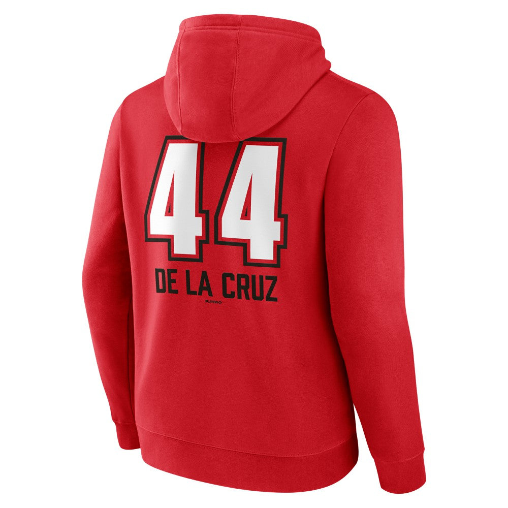 Elly De La Cruz Cincinnati Reds Name & Number Fastball Pullover Hoodie - Red - MLB Lifestyle